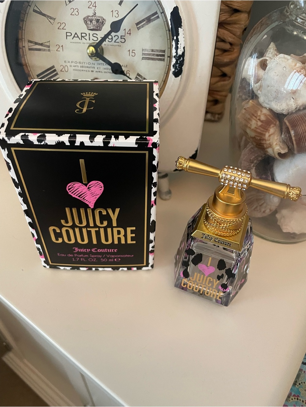 Juicy Couture Black and Pink Heart Perfume Bottle With Original Box (Empty)